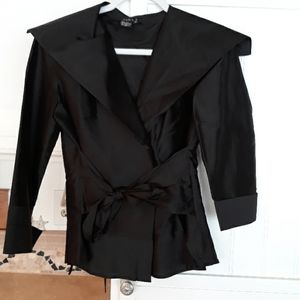 Black silk taffeta blouse